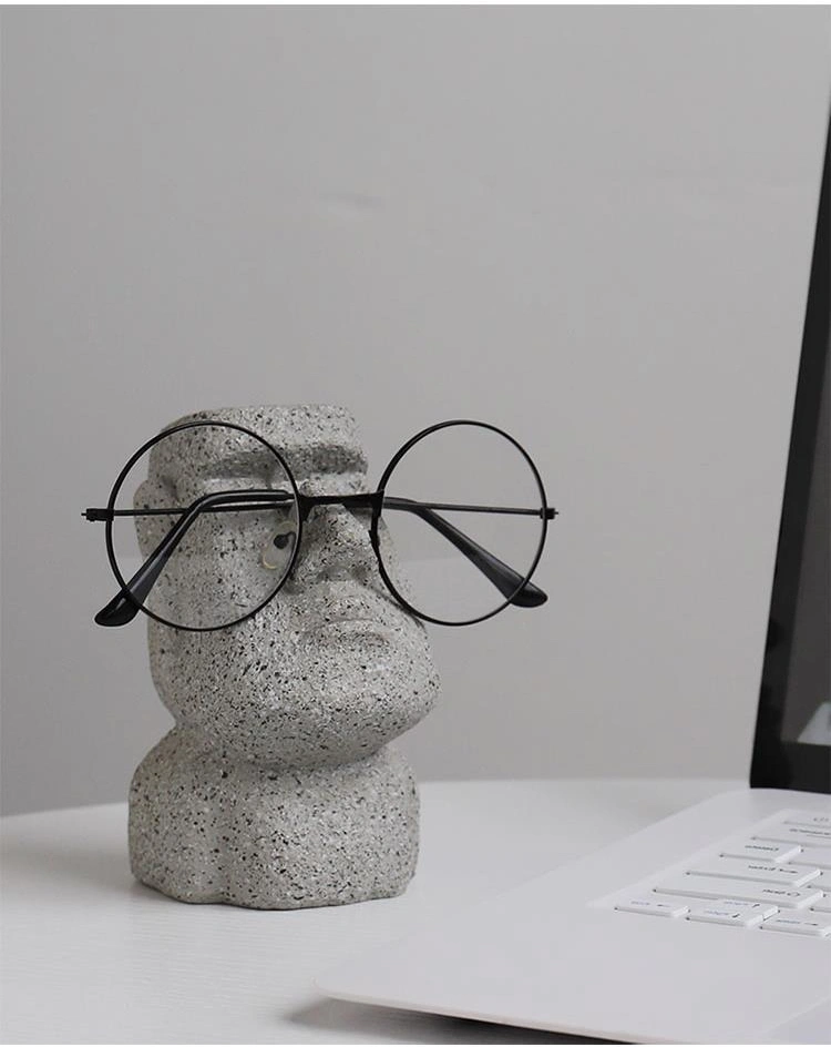 Tabletop Novelty Glasses Stand Moai Statue Sunglasses Holder Decorative Glasses Display Holder