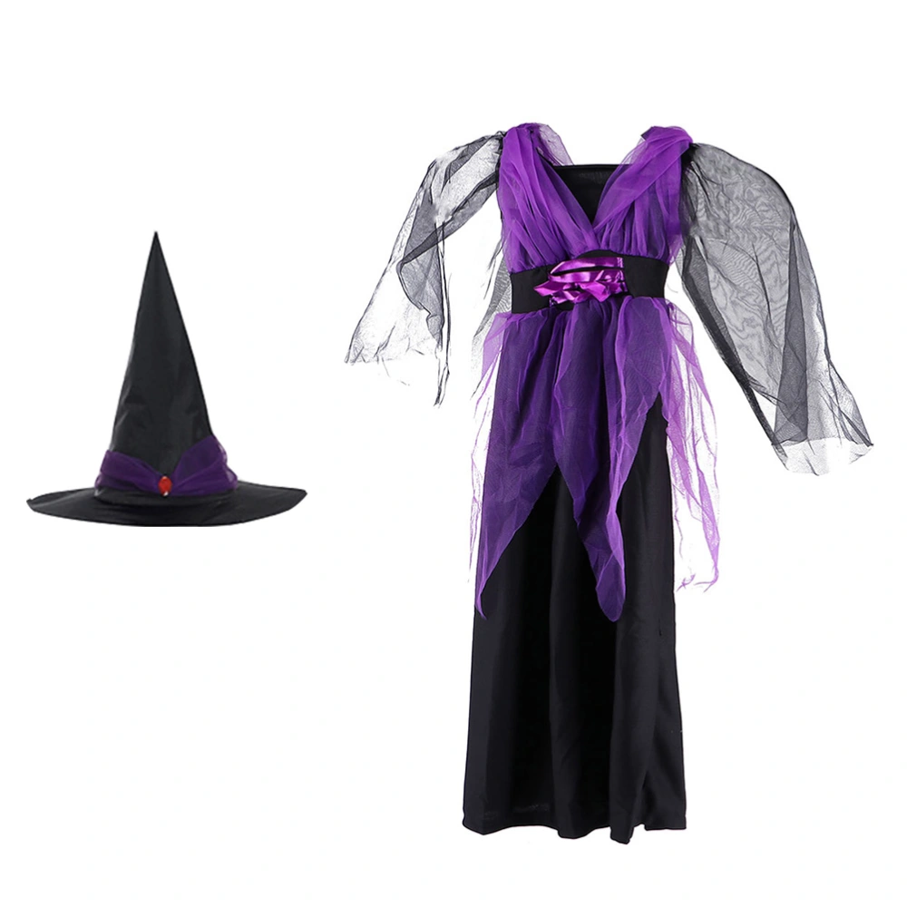 1 Set Kids Halloween Theme Cosplay Witch Costumes with Hat Children's Dress