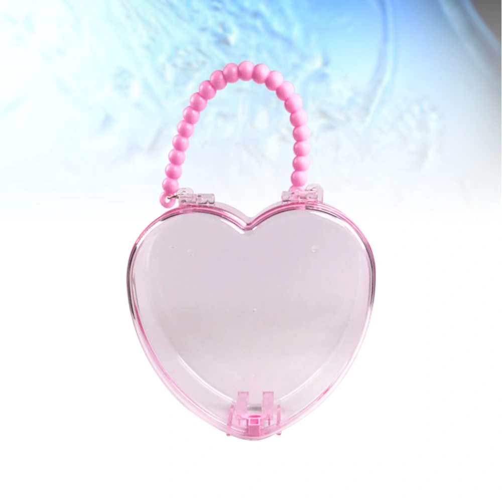 1pc Heart-shaped Storage Box Transparent Jewelry Headwear Clips Stationery Handle Box