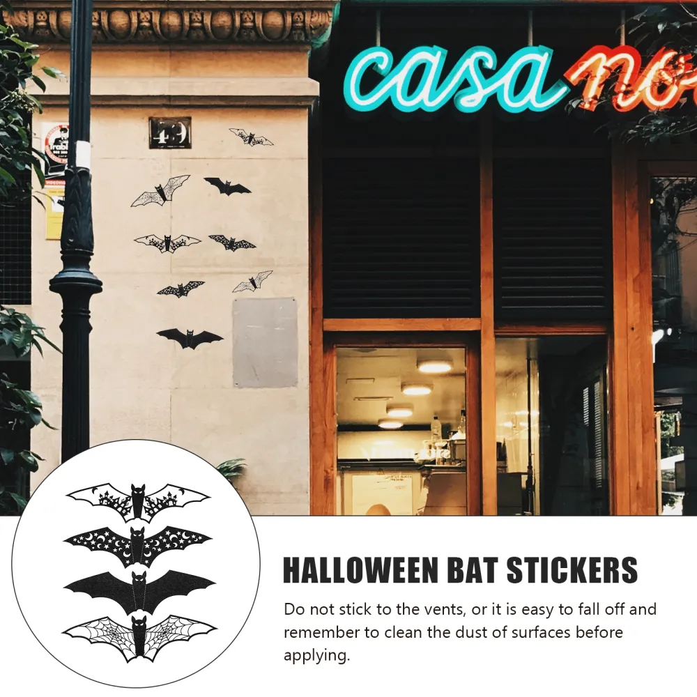 1 Set of Halloween Bats Decorations Bat Stickers Home Decor DIY Wall Decals