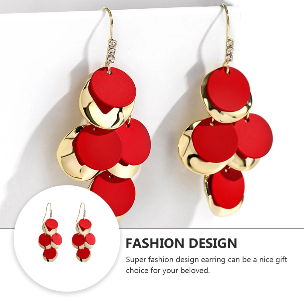 1 Pair of Fashionable Earring Creative Woman Ear Hooks Stylish Ear Accessory Red