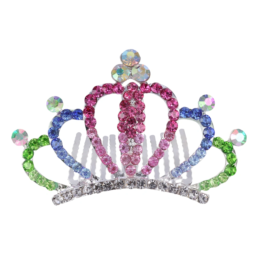 Crystal Hair Crown Comb Attractive Tiara Headdress Hair Accessory for kids Children Girls (Colorful)