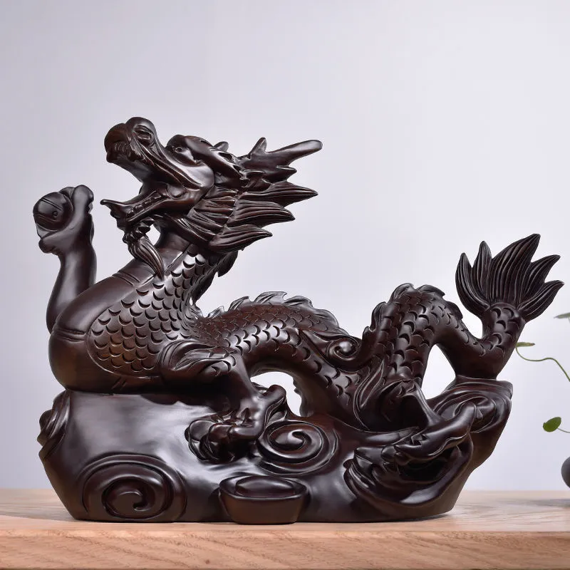 Chinese Dragon Statue Wooden Dragon Sculpture Desktop Dragon Figurine Dragon Shaped Ornament