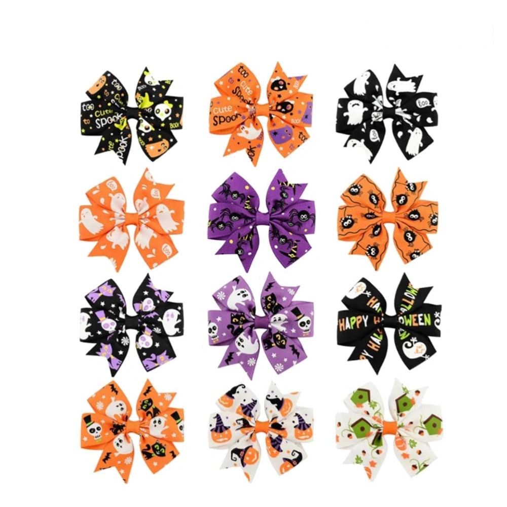 12pcs Christmas Hair Bow Boutique Bows Hairpin Clip Party Hair Accessary For Kids Baby Girls