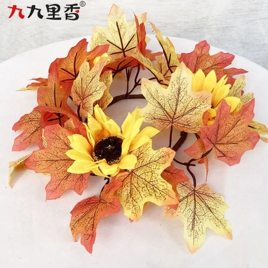 Maple Leaves Wreath Decoration Harvest Themed Maple Leaf Garland Fall Garland Door Hanging Wreath