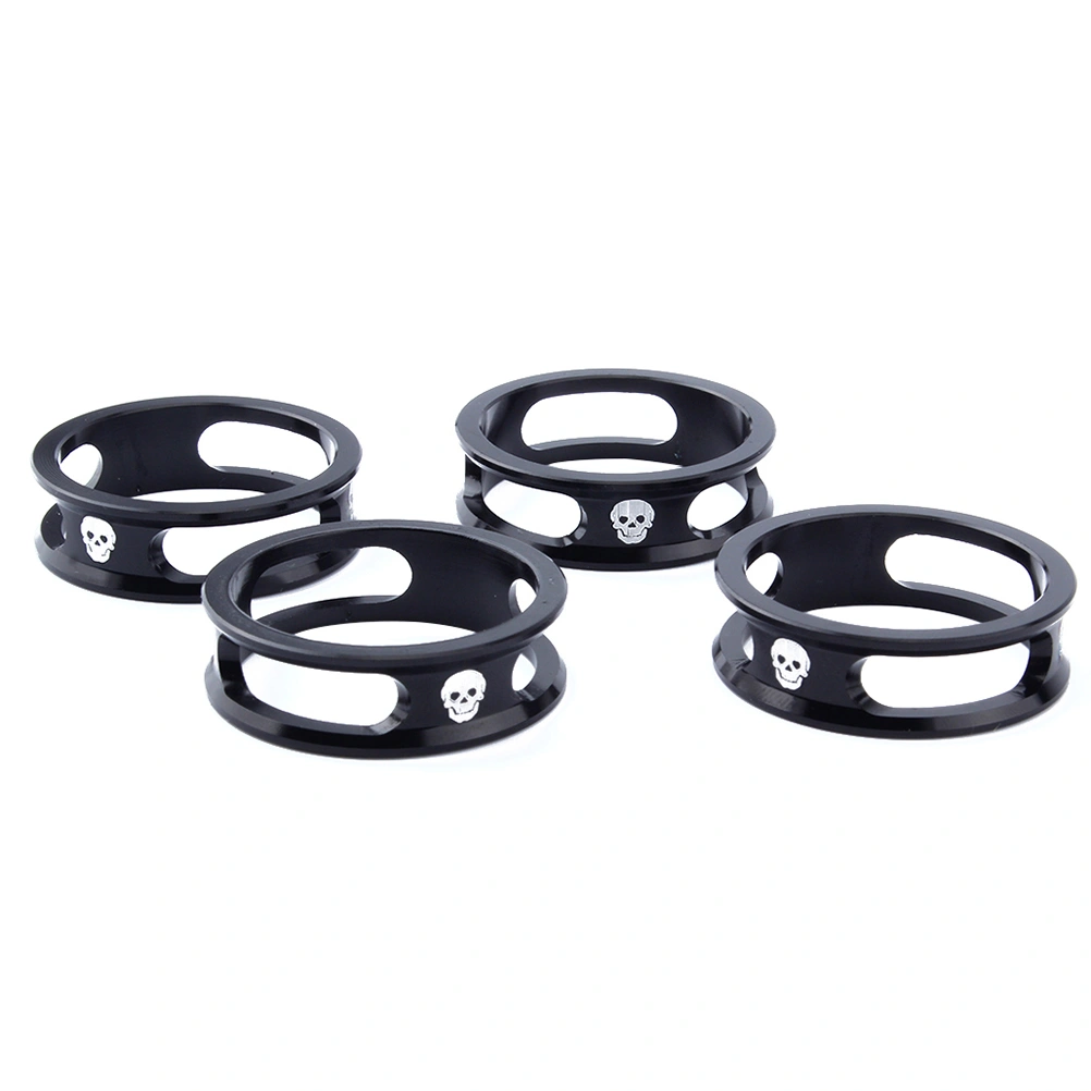 4PCS 28.6MM Mountain Bike Road Bike Fold Able Bike Aluminum Alloy Washer Spacers Gasket Fork Headset Parts(Black)