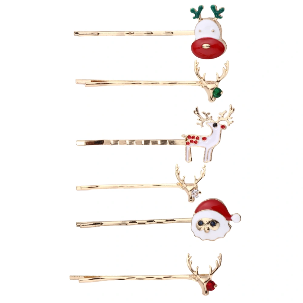 3 set/6pcs Christmas Hairpins Alloy Elk Snowman Hairpins Hair Clips for Women