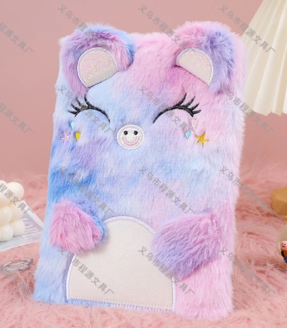 Plush Diary Book Lovely Writing Notepad Cartoon Girl Notepad Diary Fluffy Notebook