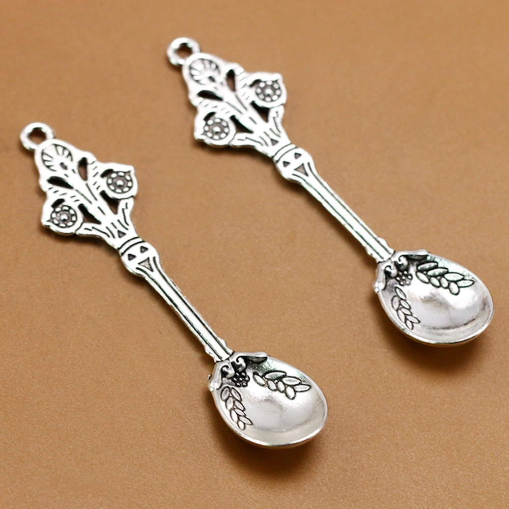 20pcs Carved Spoon Pendants Alloy Charms Decor Jewelry Making Accessory for DIY Crafts (Antique Silver)