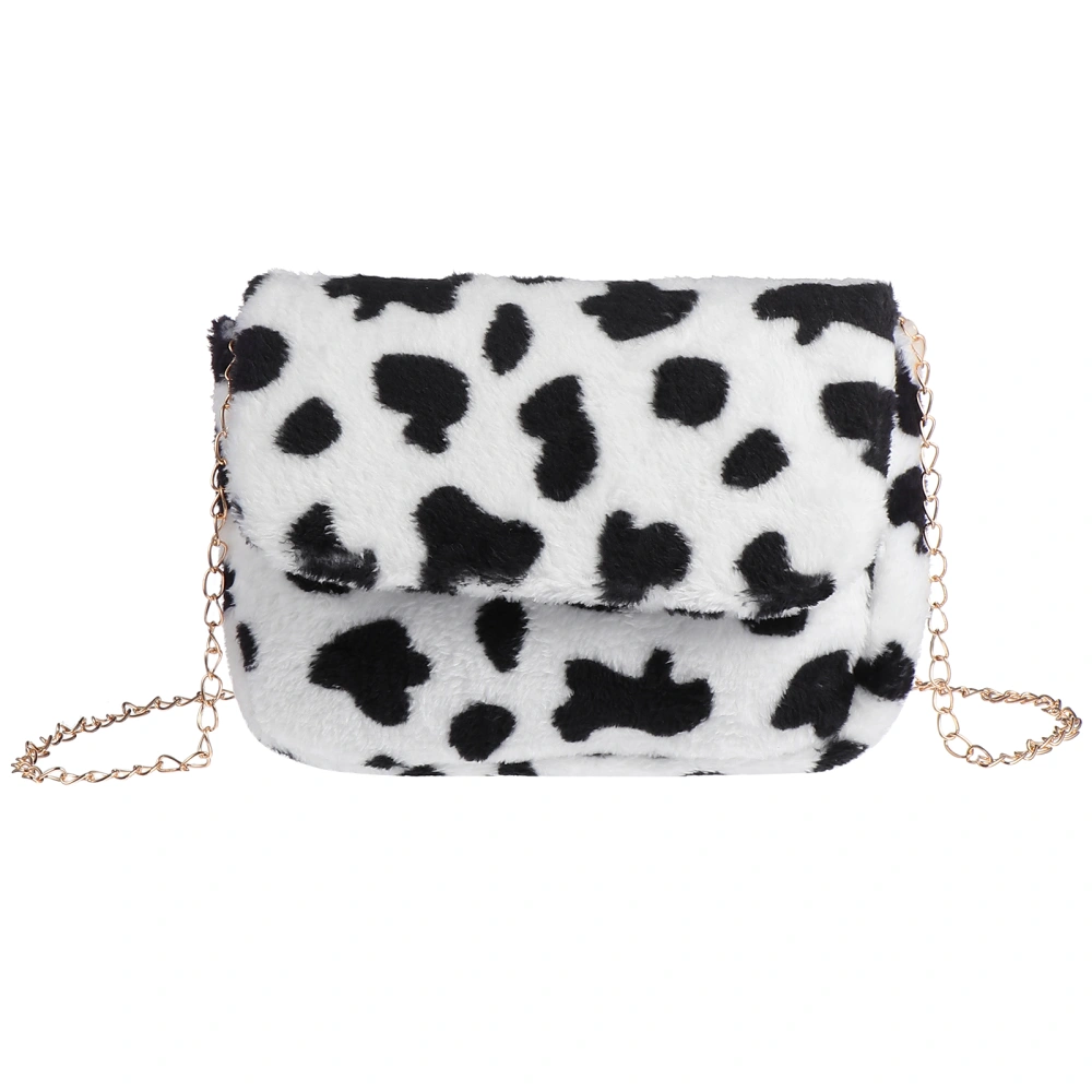 1 Pc Fashion Plush Cow Pattern Shoulder Bag Creative Vintage Cross Body Bag