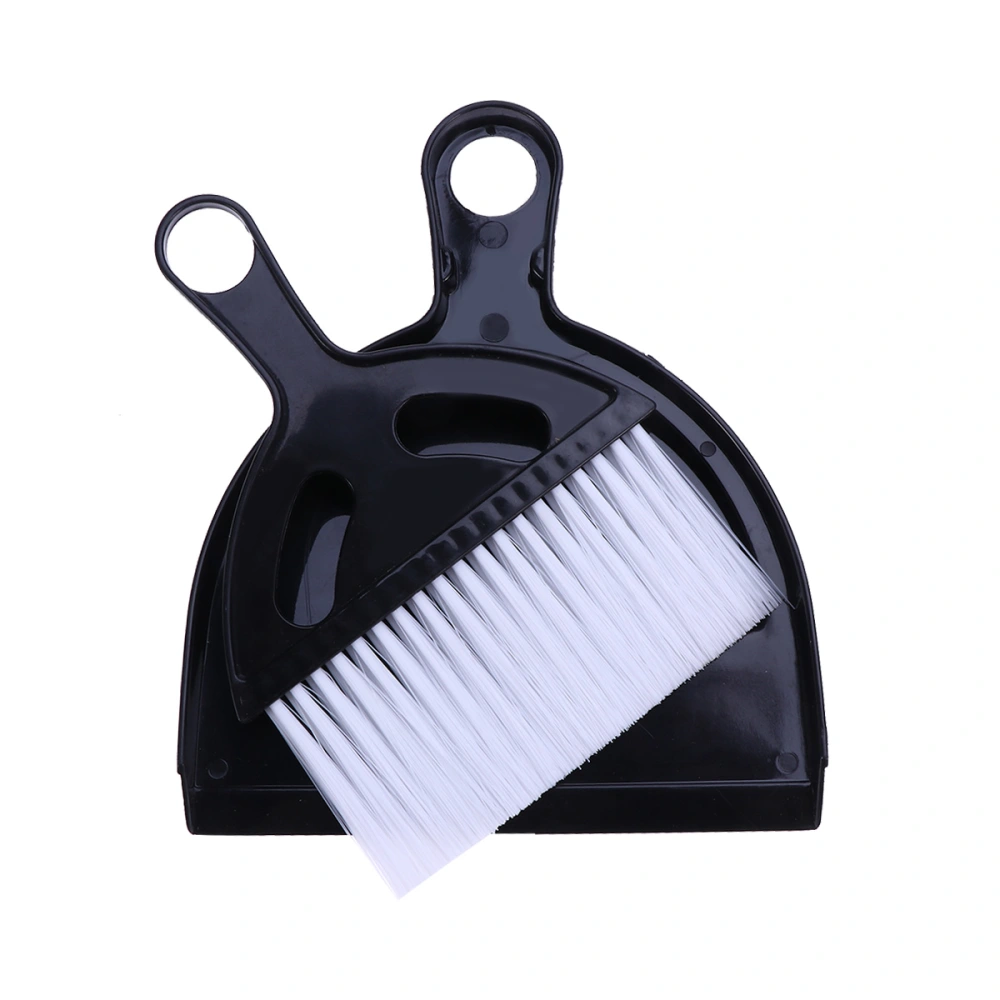 Mini Desktop Sweep Cleaning Brush Small Broom Dustpan Set (Black)