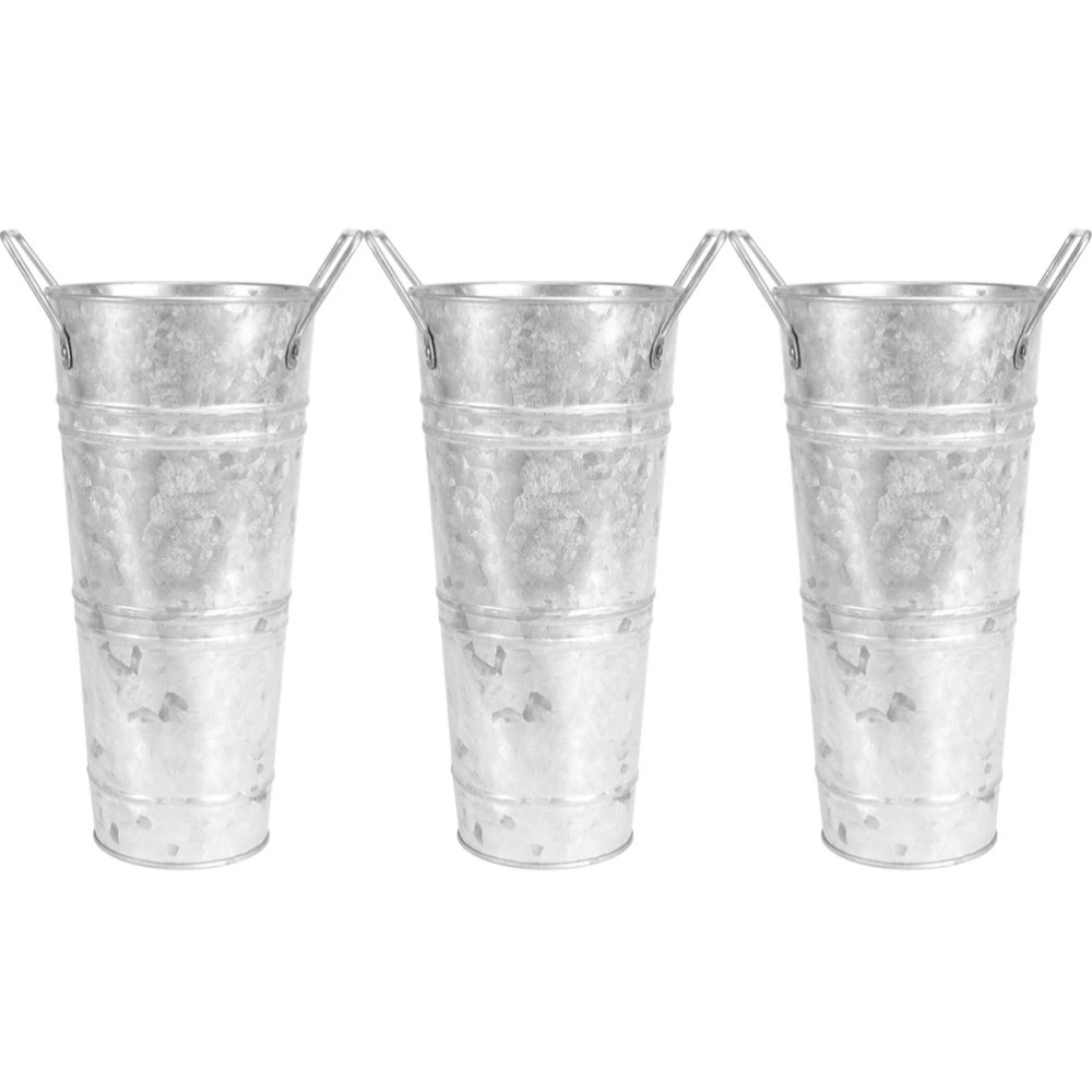 3pcs Gardening Iron Plant Bucket Vintage Flower Planting Bucket Flower Arrangement Vase