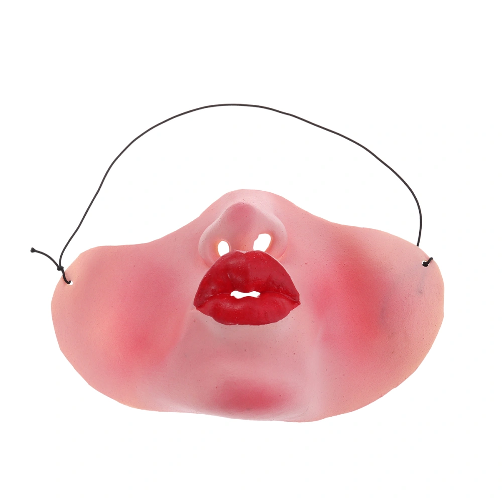 Latex Half Face Mask Costume Accessory Funny Half Face Mask For Cosplay Halloween (Red Lips)