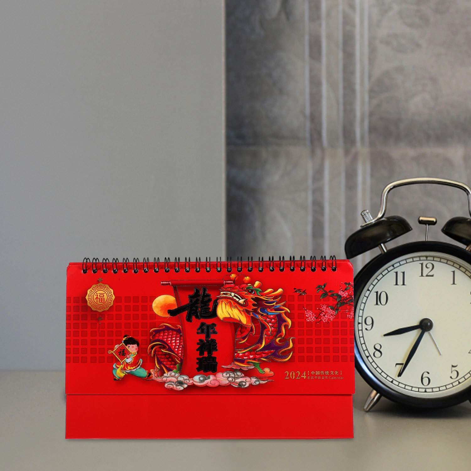 Desk Calendar Schedule Chinese Style Calendar Decor Planner Calendar Spiral Binding Calendar