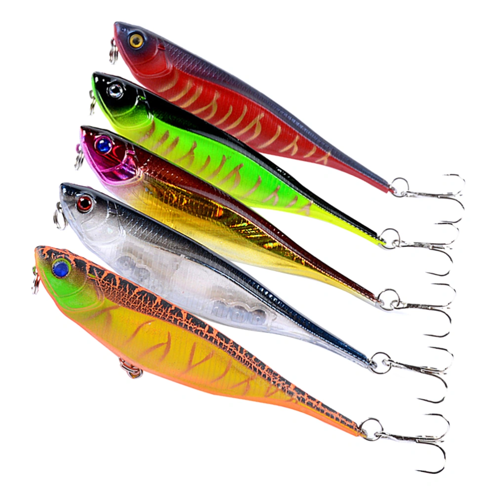 5 Pcs 9.9cm/9.9g Colorful Hard Fishing Lures Life-like Swimbaits Artificial Baits with Strong Treble for Striped Bass Black Fish (Set of 5 Colors)