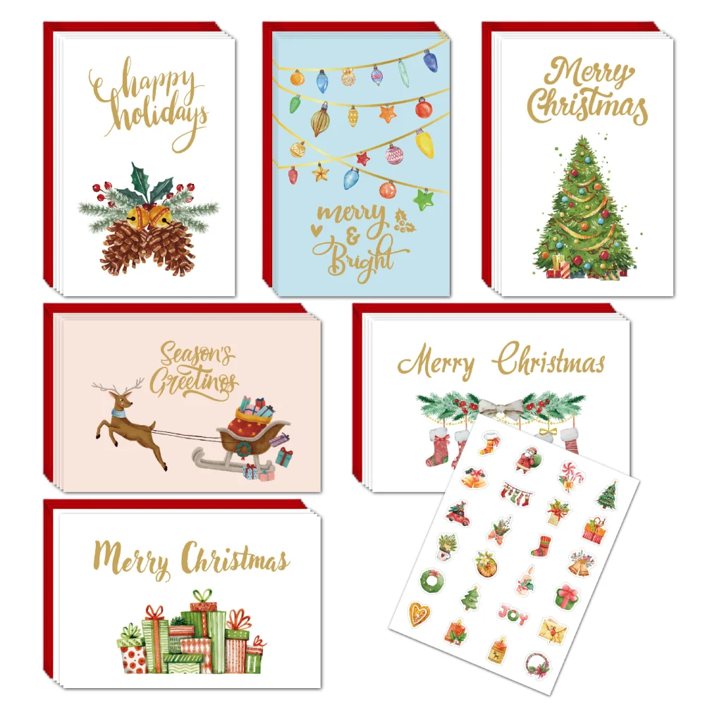 49pcs Xmas Greeting Cards Christmas Greeting Cards Xmas Blessing Cards New Year Greeting Cards