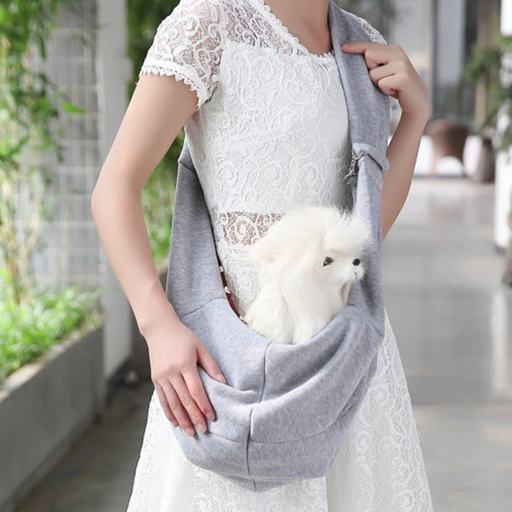 Double-sided Dog Crossbody Shoulder Bag Simple Portable Cotton and Linen Outing Small Sling Strap Bag Pet Supplies Handbag Free Size (Gray)