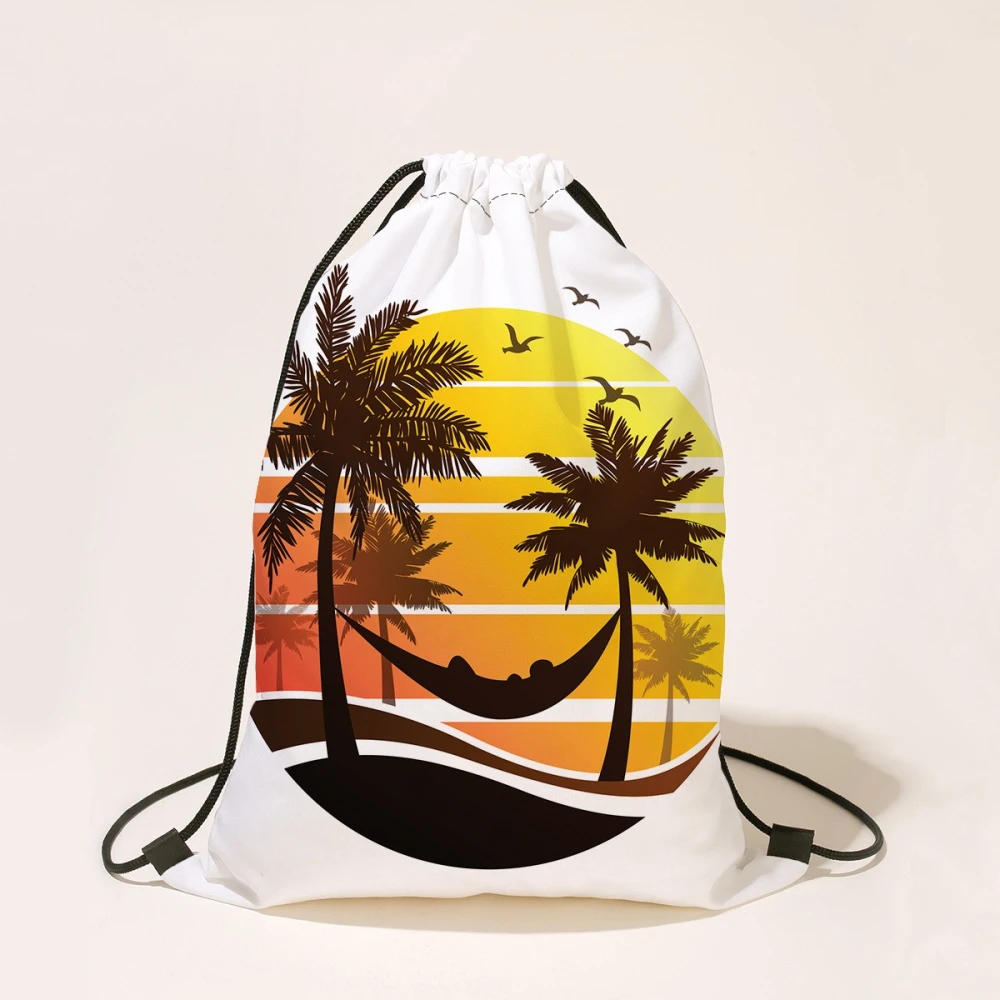 Hawaiian Drawstring Bag Large Capacity Drawstring String Bag Backpack Drawstring Pouch for Camping