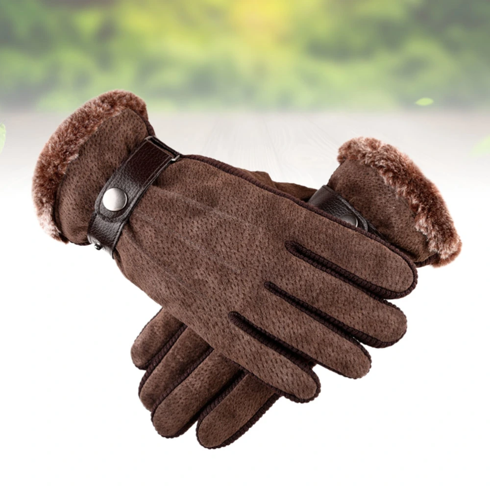 Men's Winter Leather Gloves Thick Warm Fleece Windproof Gloves Cold Proof Thermal Mittens - for Dress Driving Cycling Motorcycle Camping