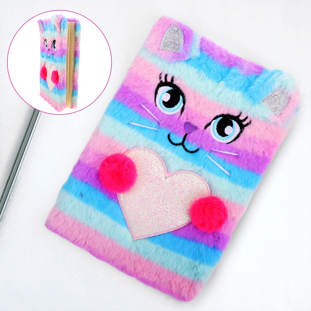 Cute Girl Diary Cartoon Cat Pattern Notebook Plush Diary Notebook For Kids Girls Gift