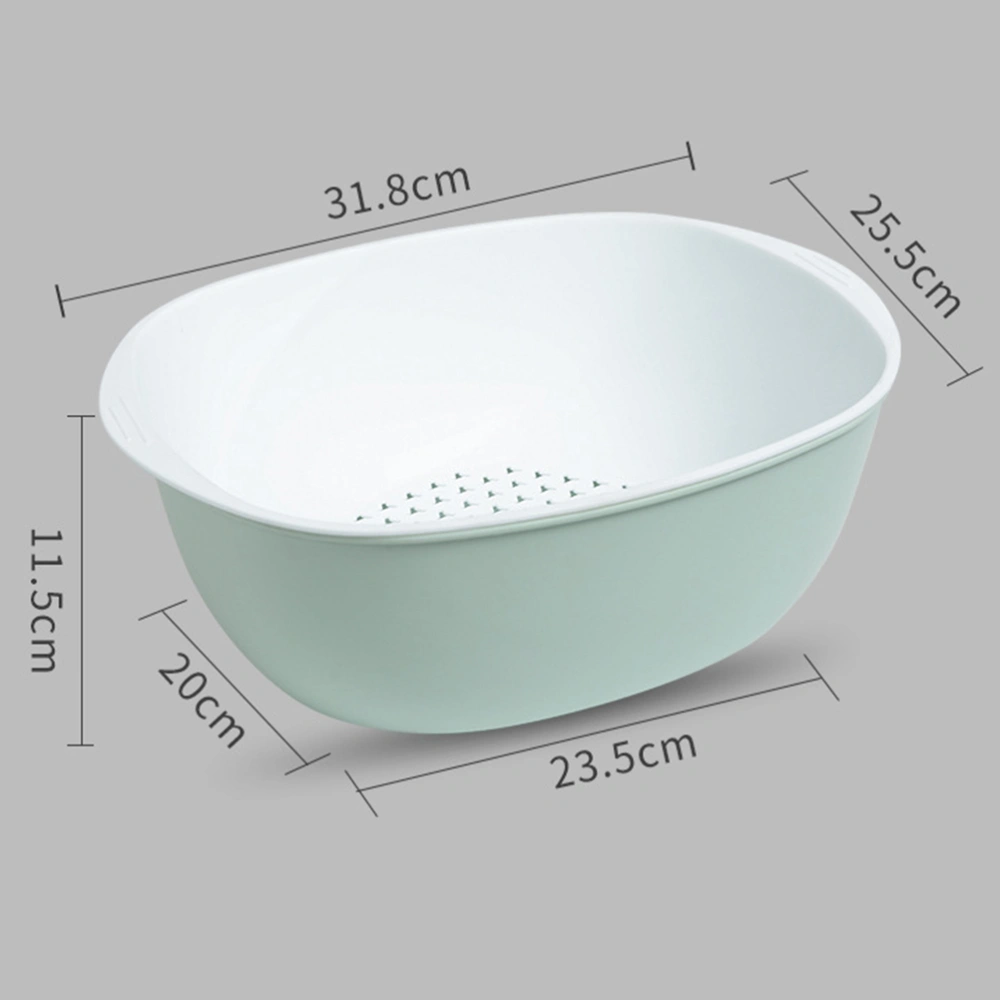 1Pc Double-Layer Drain Basket Vege Washing Bowl Basin Fruit Basket (Large Size)