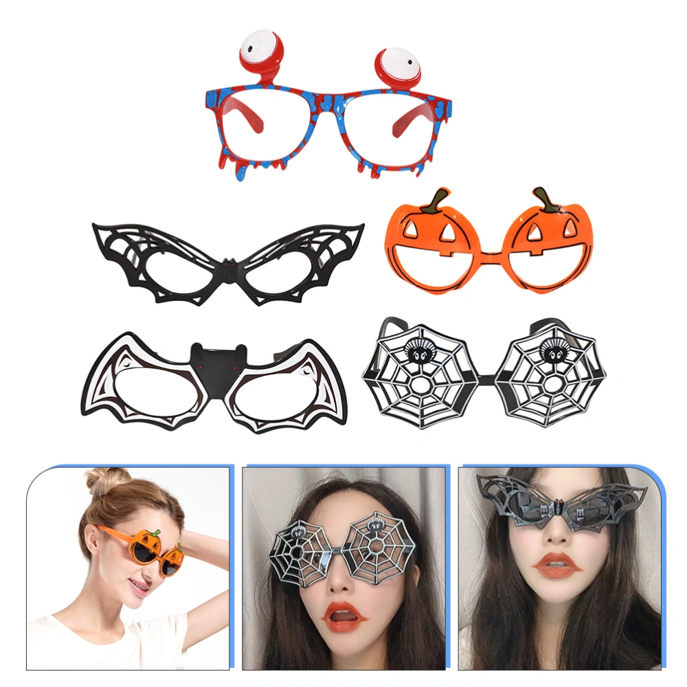 5Pcs Halloween Glasses Novelty Funny Glasses Pumpkin Bat Spider Web Eyeglasses