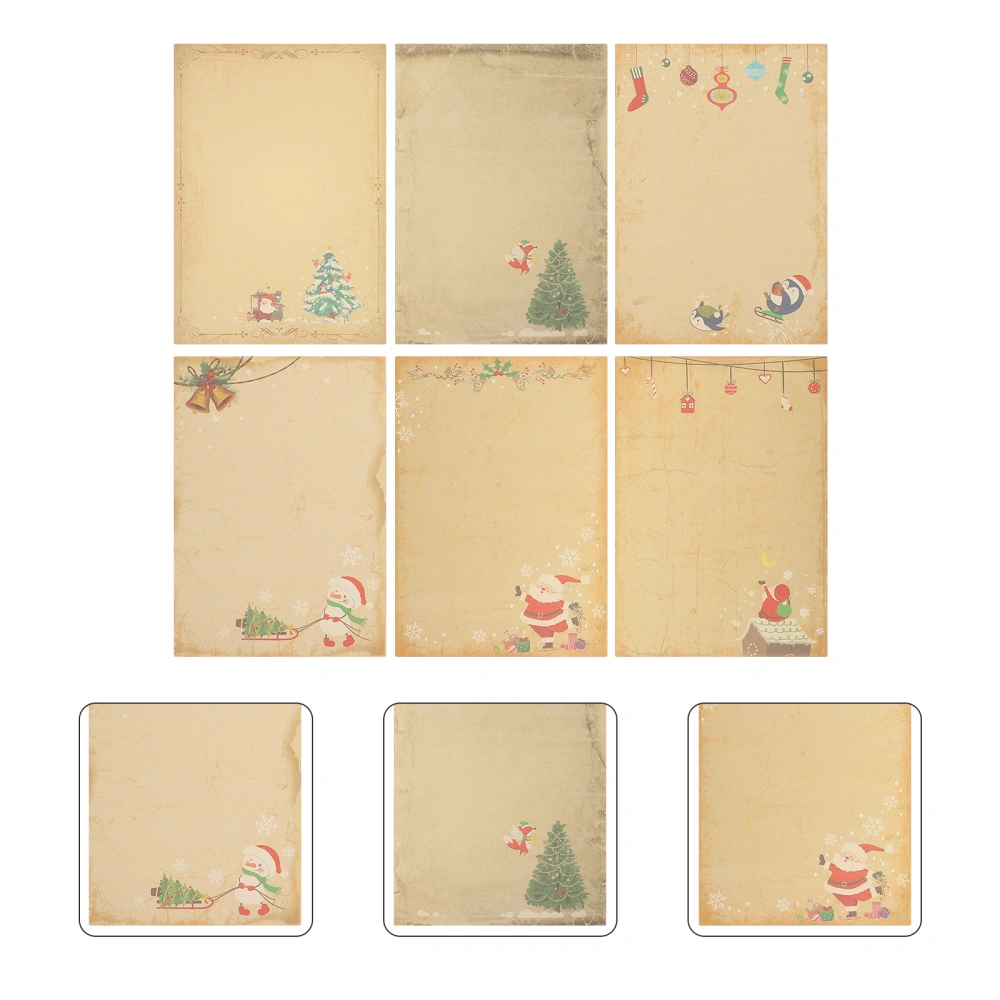 60Pcs Christmas Themed Retro Writing Papers Vintage Style Blessing Papers