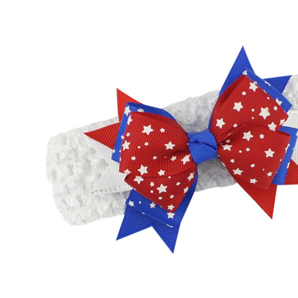 2pcs Adorable Kids Headbands Creative Bowknot Baby Headdress Photo Props American Independence Day Hair Accessories (White)