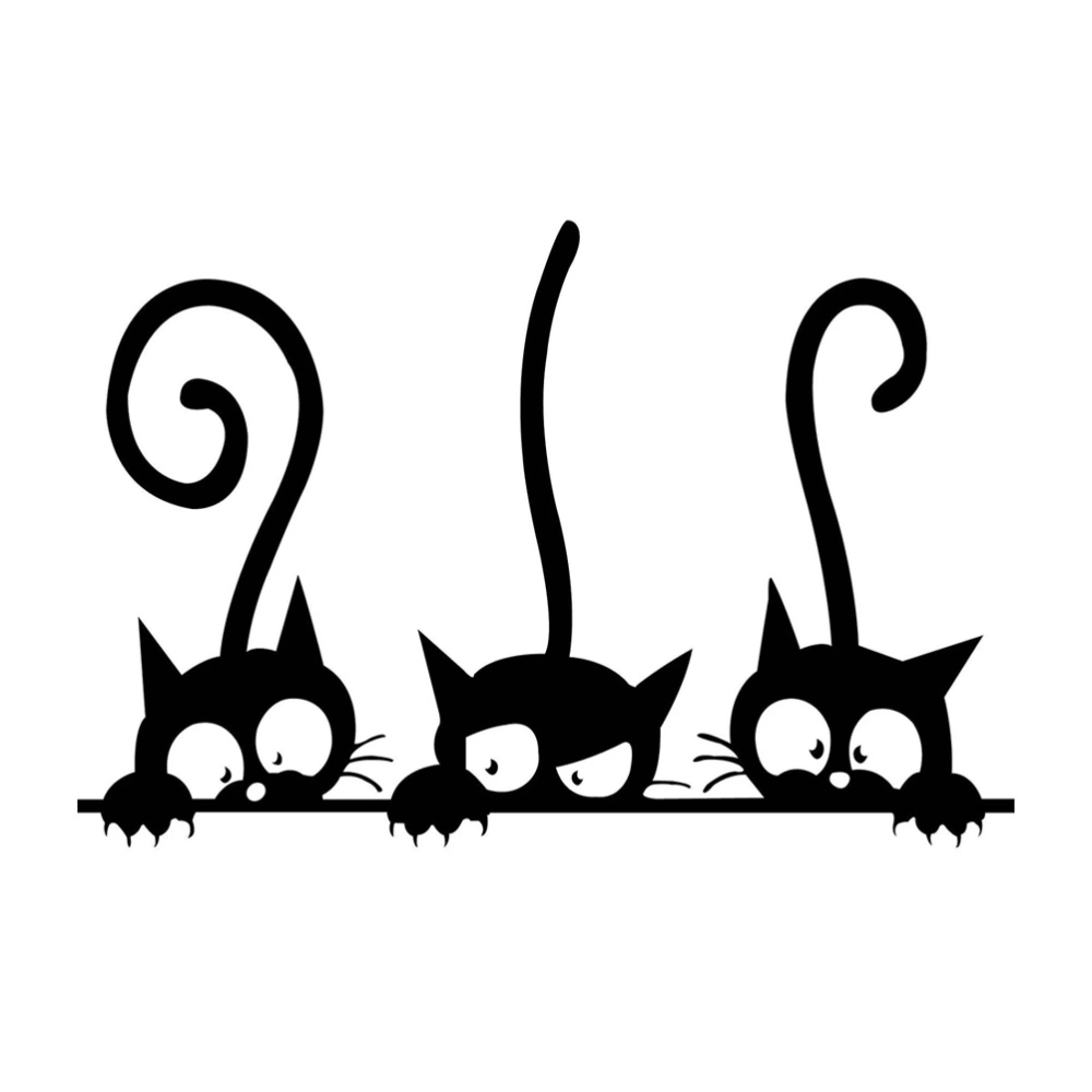 Three Cats Sticker PVC Wall Stickers Removable Decals Wallpaper for Sitting Children Room Bedroom Bathroom