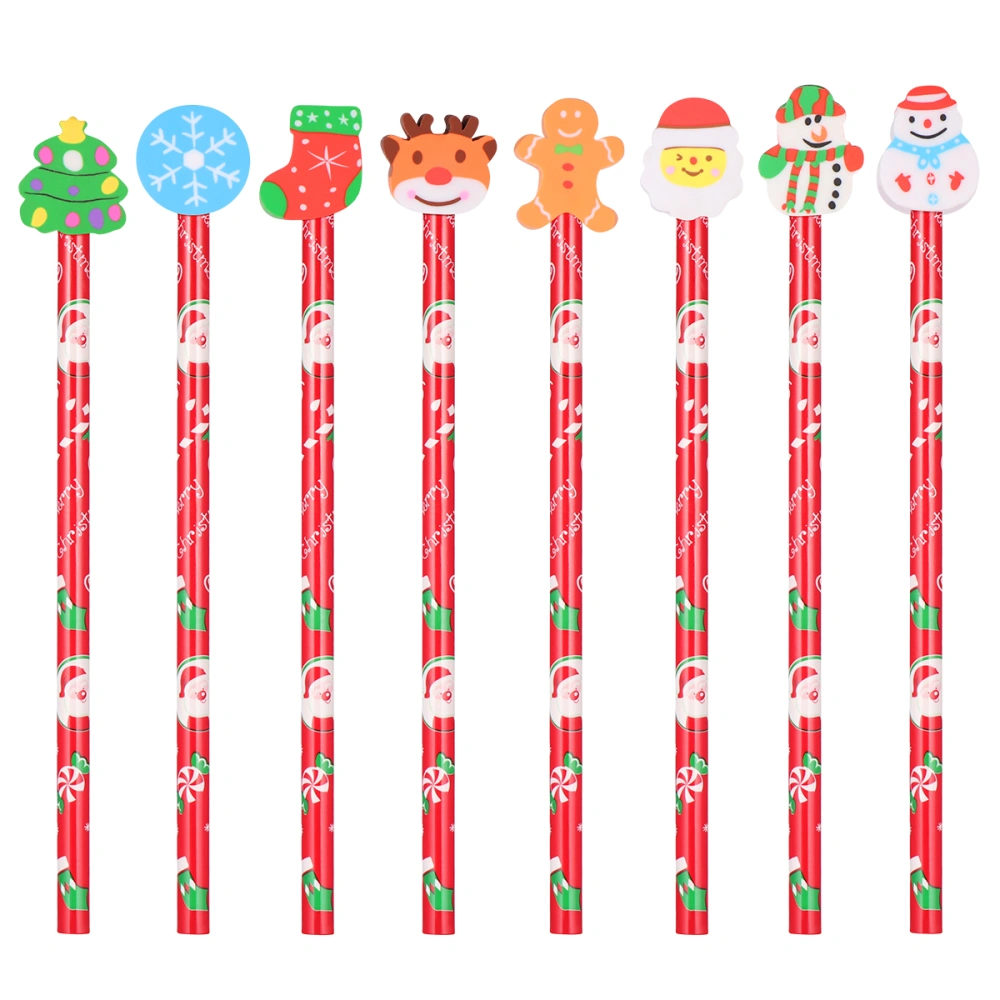 24pcs Christmas Pencils Eraser Topper Pencils Christmas Themed Pencils Party Favor