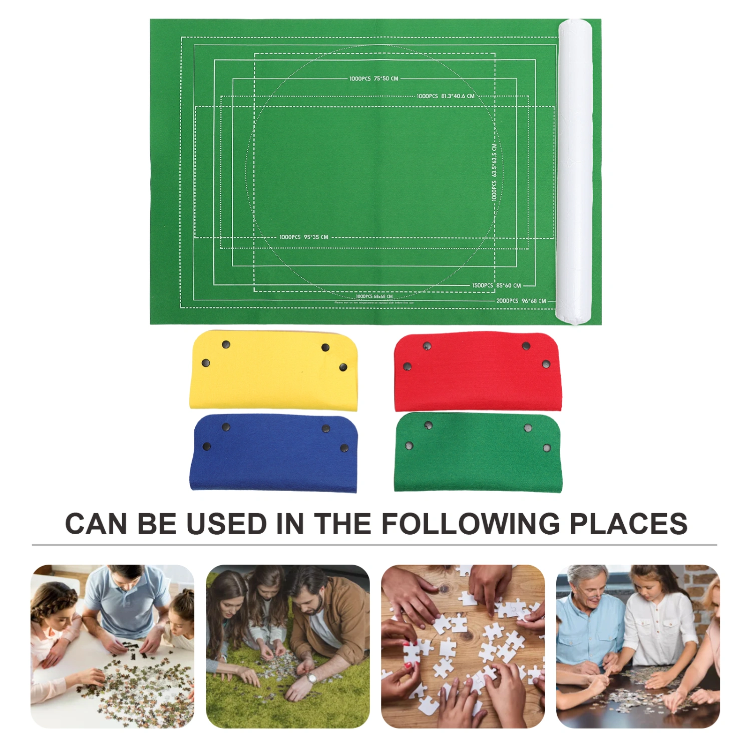 1 Set of Universal 2000 Pieces Puzzles Storage Mat Jigsaw Roll Felt Mat Puzzle Storage Blanket Puzzles Rollers Green Random Inflator Color