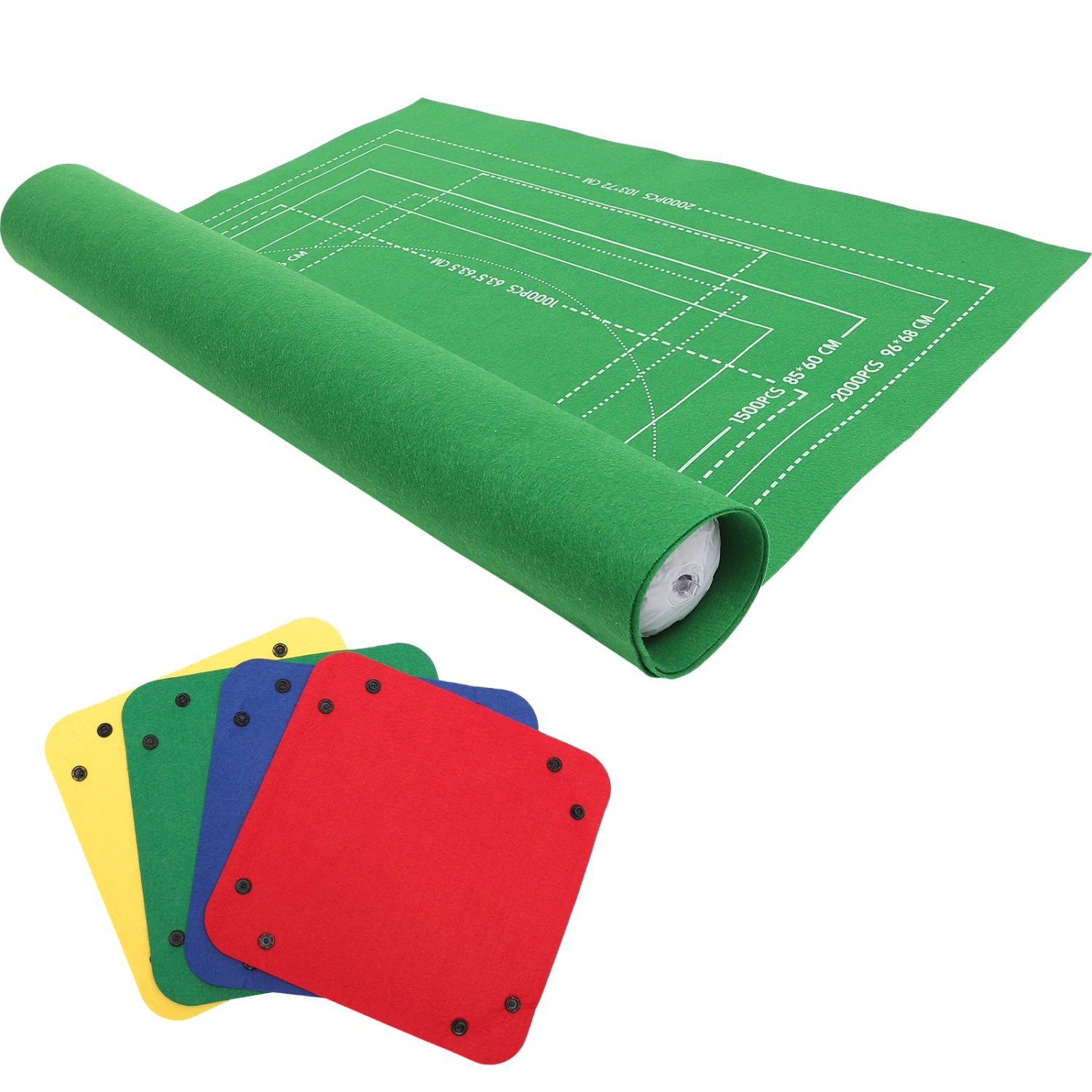 1 Set of Universal 2000 Pieces Puzzles Storage Mat Jigsaw Roll Felt Mat Puzzle Storage Blanket Puzzles Rollers Green Random Inflator Color