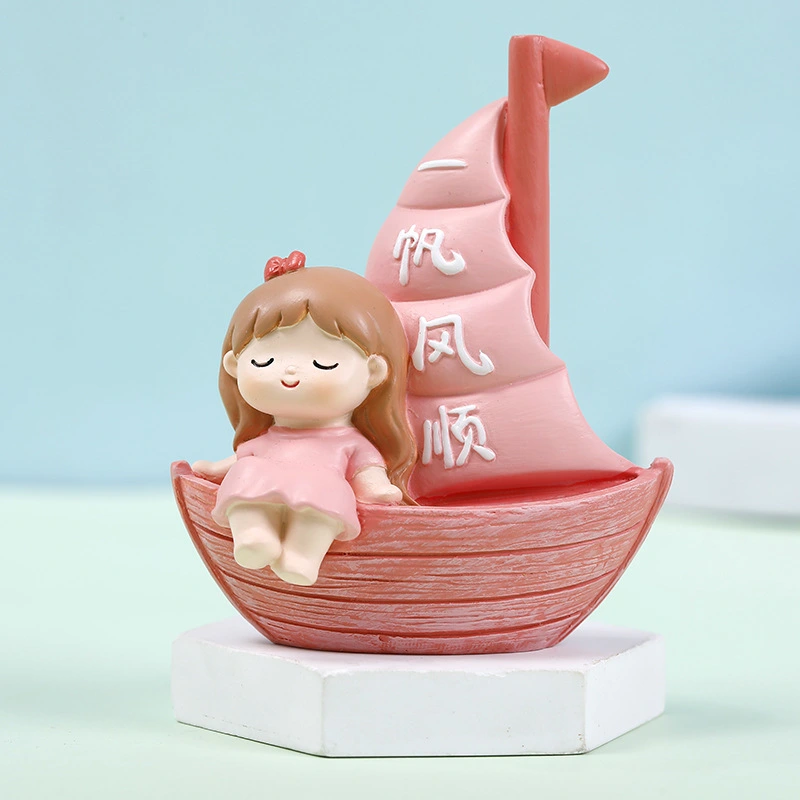 2pcs Sailboat Ornament Boy And Girl Figurines Sailboat Decor Car Sailboat Decoration