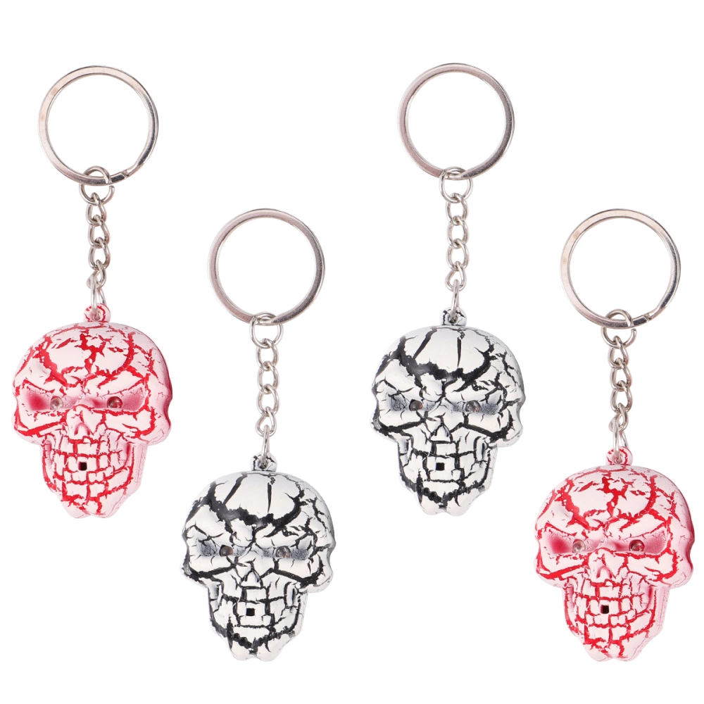 4pcs Halloween LED Key Chain Key Pendant Bag Ornament Key Ring Red White