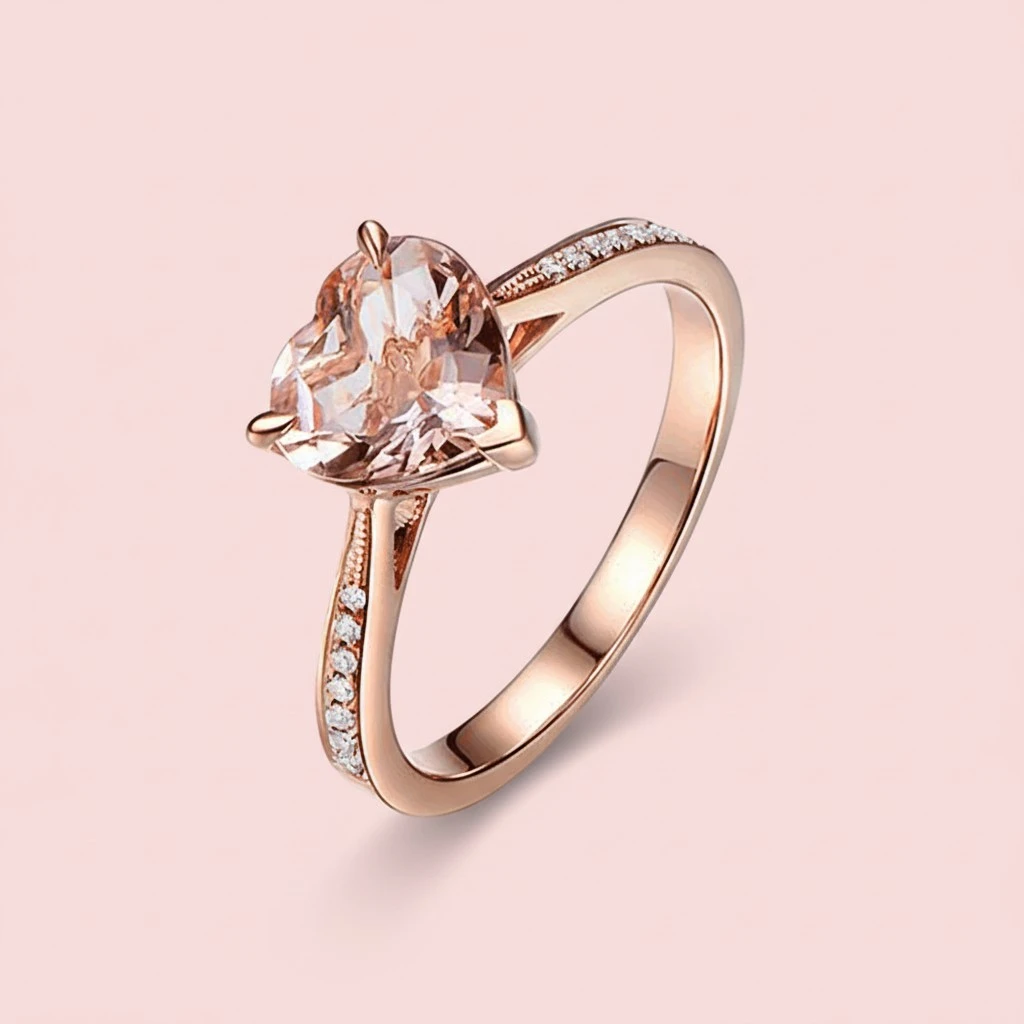 Heart Jewelry Rings Fashion Crystal Engagement Ring Wedding Ring for Women - Size 7 (Rose Gold)