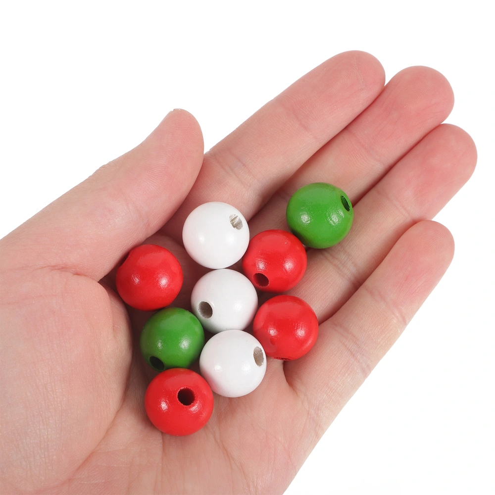 50Pcs Christmas Wooden Beads DIY Crafts Loose Spacer Beads for Garland Making