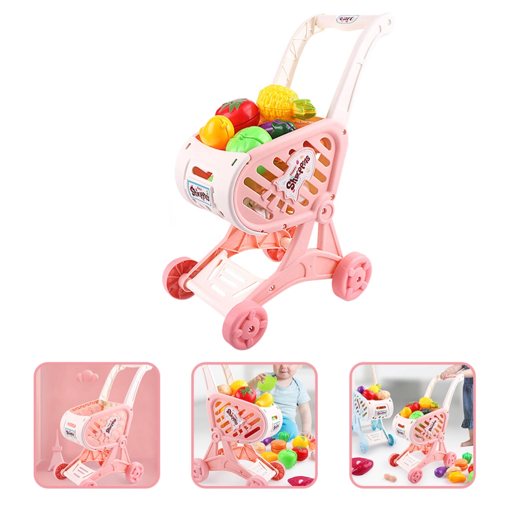 1 Set Children Shopping Cart Trolley Fruit Toys Vegetables Shop Toy Accessories