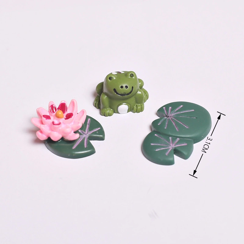 1 Set Miniature Lotus Miniature Lotus Leaves Mini Garden Figurine Mini Garden Frog Figurines