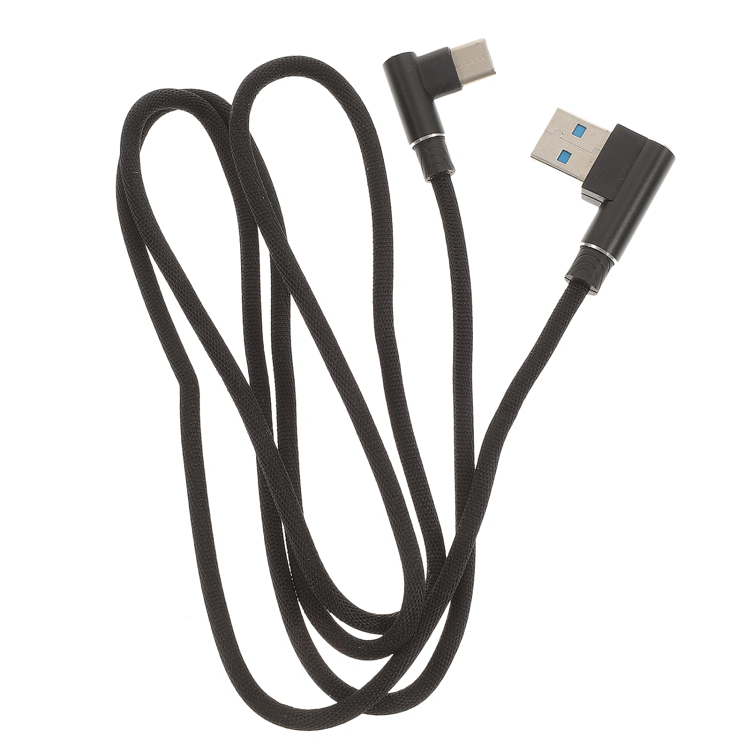Right Angle USB Type C Cable Braided USB 2.0 to 90 Degree USB-C Data Cable Charger Cord for Charging and Data Transmission (Black)