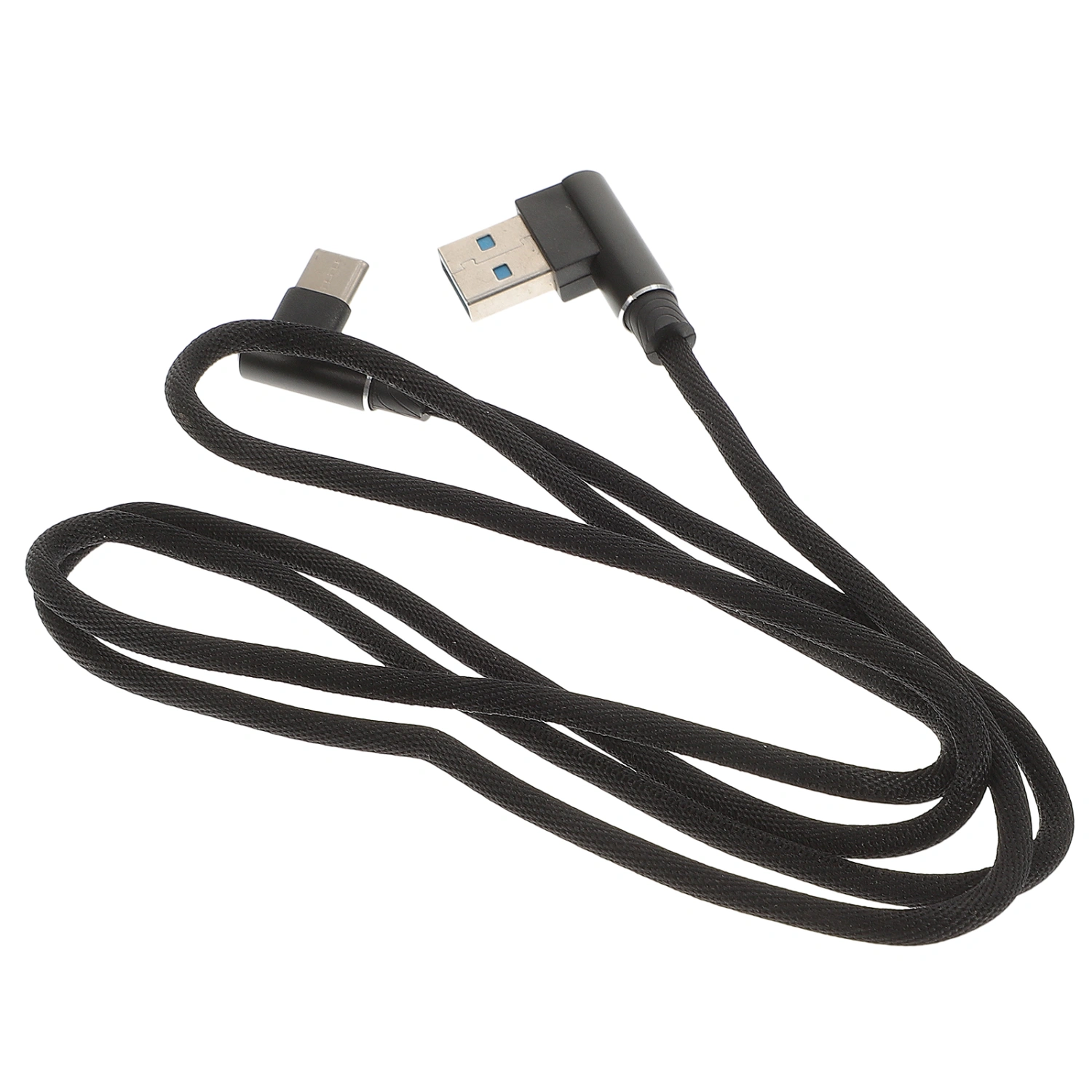 Right Angle USB Type C Cable Braided USB 2.0 to 90 Degree USB-C Data Cable Charger Cord for Charging and Data Transmission (Black)