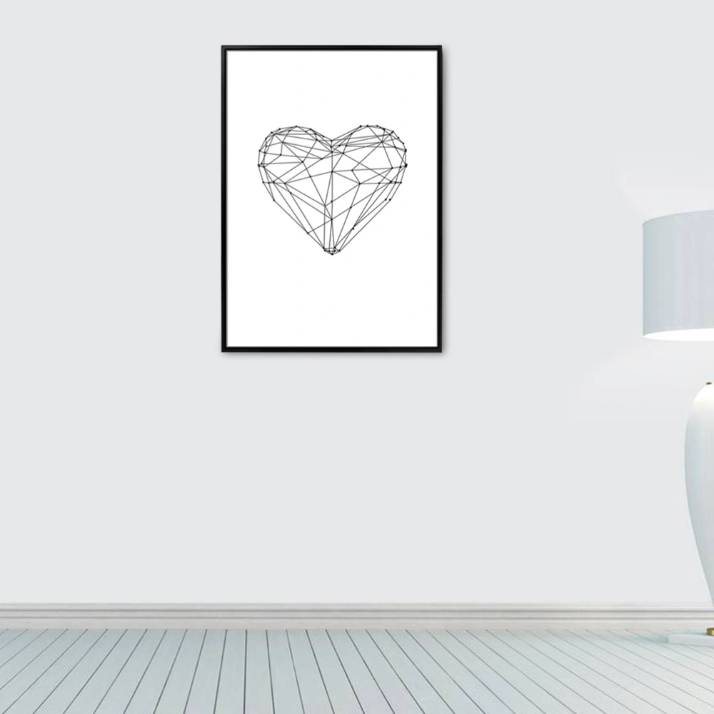 Geometric Heart-shaped Decor Painting Beautiful  Frameless Decor Hanging Painting for Home Bedroom Kid Room 45x50cm (Black)