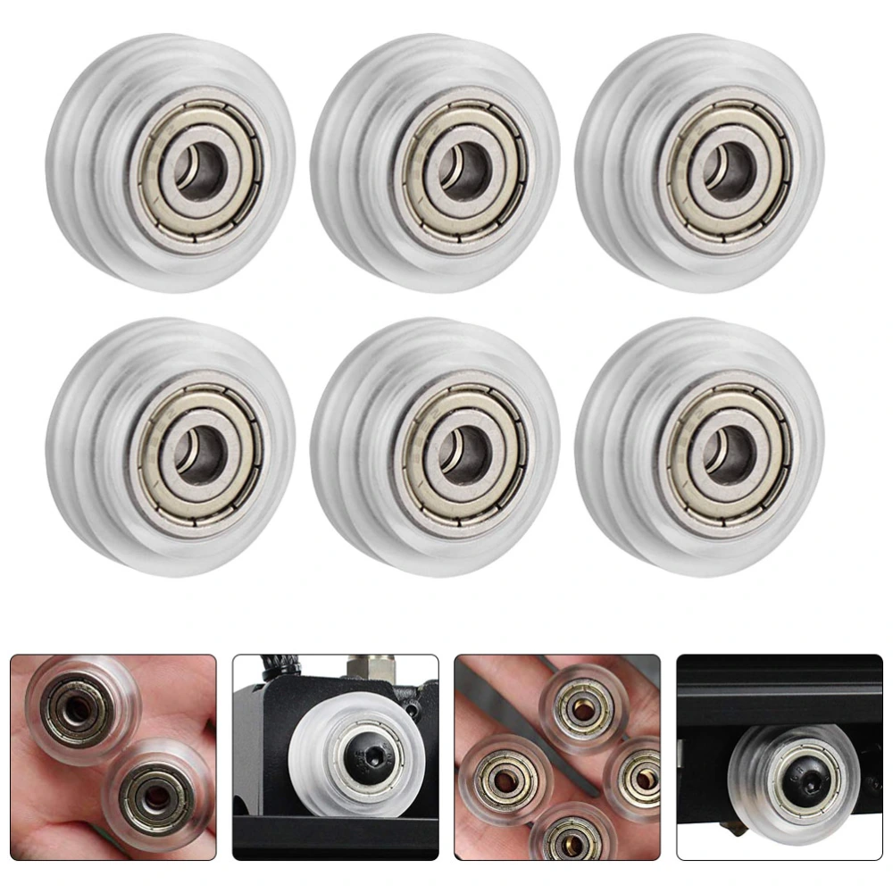 6pcs 3D Printer Roller Wheels Plastic Pulley Clear Ball Bearings Passive Wheel