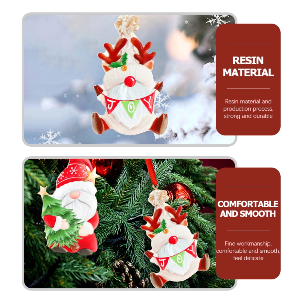 4pcs Christmas Resin Hanging Ornaments Christmas  Gnome Pendants Ornaments