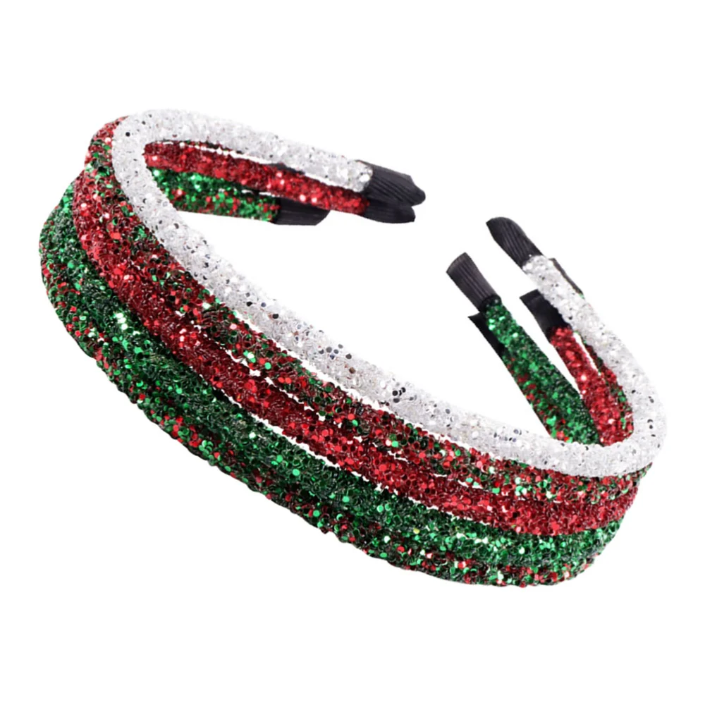 5Pcs Christmas Hair Accessories Headband Glitter Powder Hair Band Decor