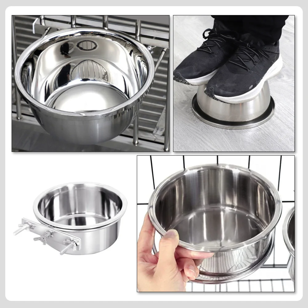 2pcs Stainless Steel Cat Bowl Hanging Puppy Bowl Household Kitten Food Bowl Cat Supply