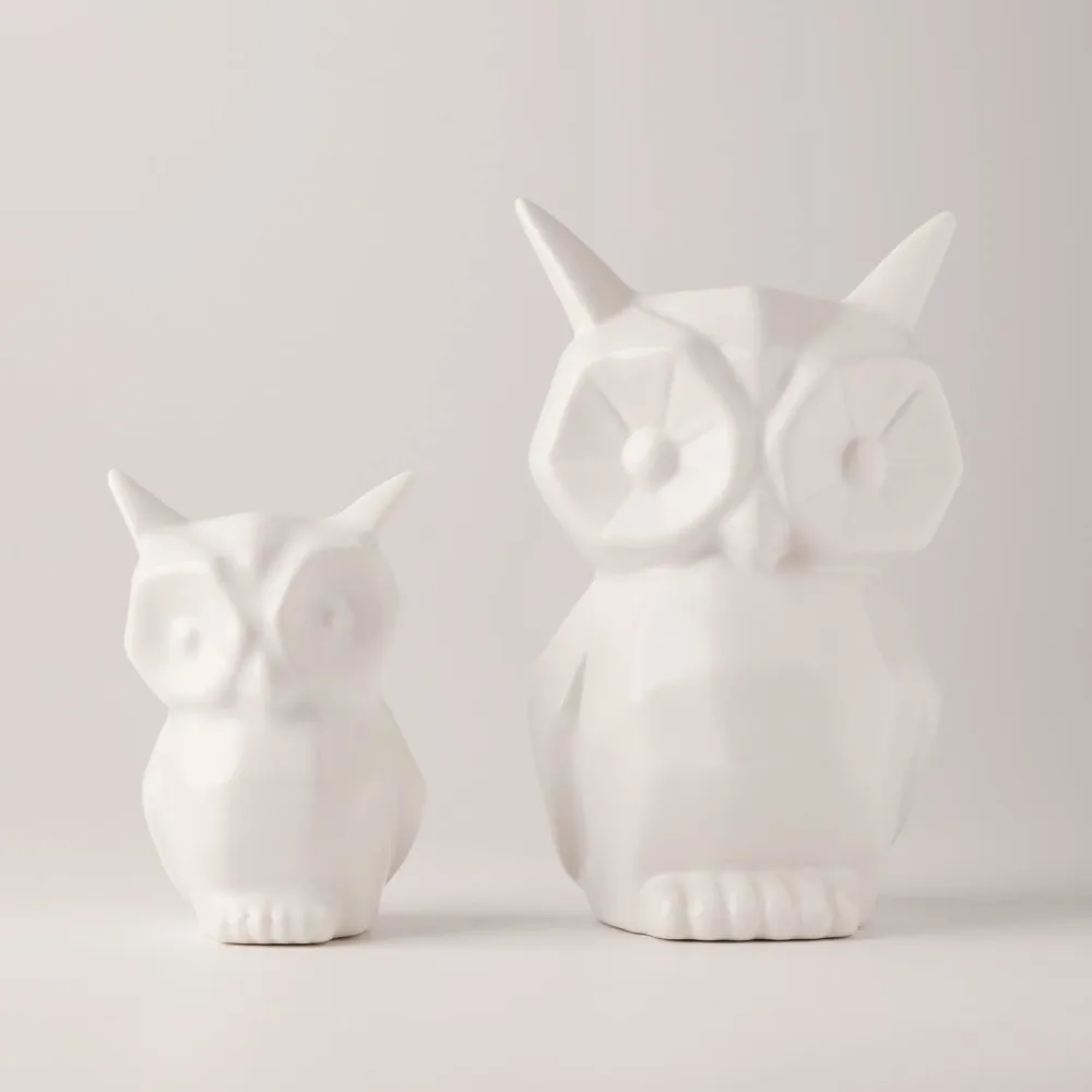 2pcs Nordic Style Owl Decoration Ceramic Ceramic Owl Statue Desktop Owl Sculpture Decor Home Decor