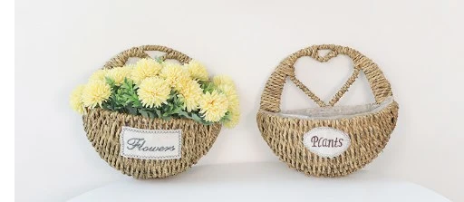 2pcs Hanging Woven Baskets Woven Hanging Flower Basket Small Hanging Basket for Plants