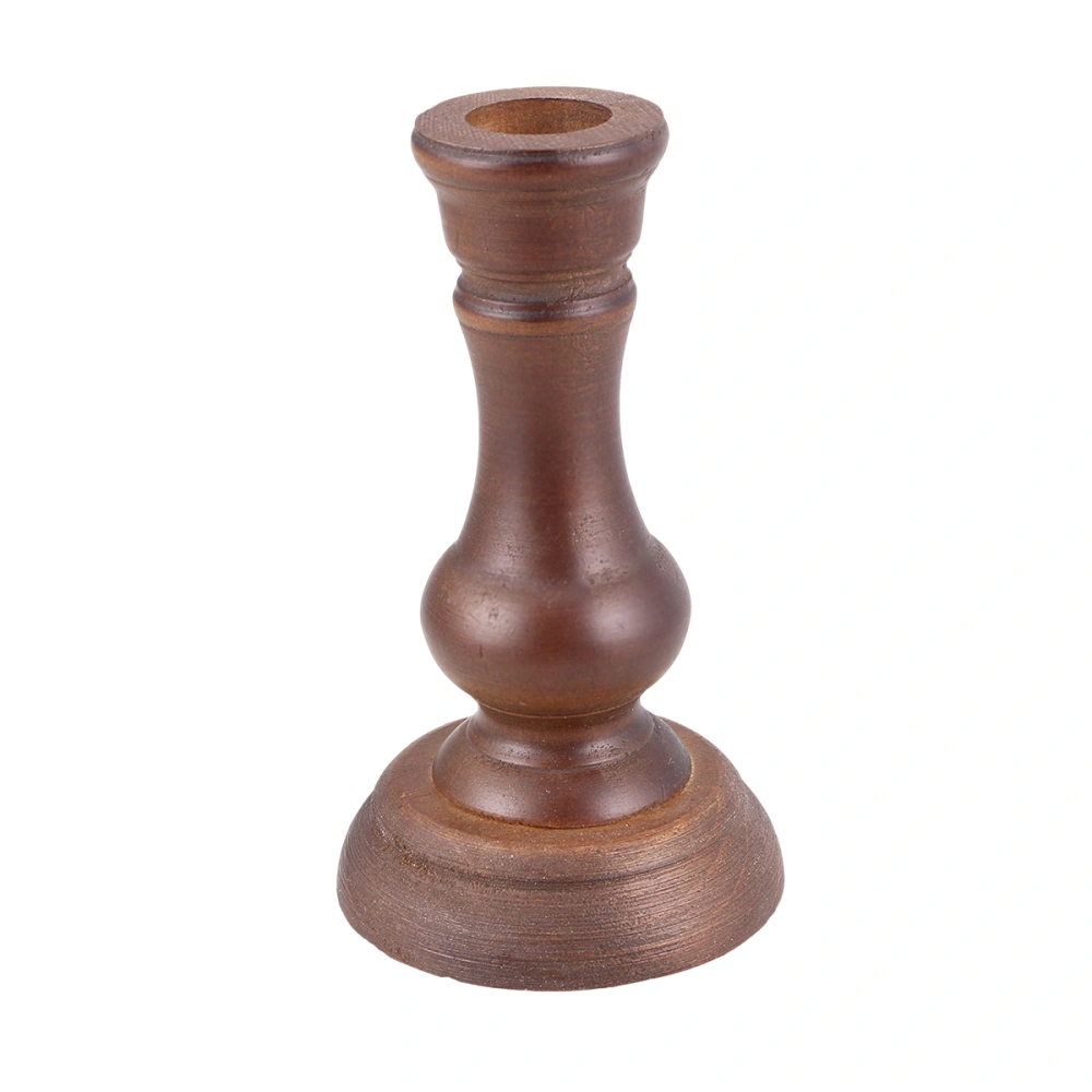 Wooden Candlesticks Imitation Copper Candle Holder Handicraft Vintage Brown Candle Stick for Dining Table Church Ornaments Size M