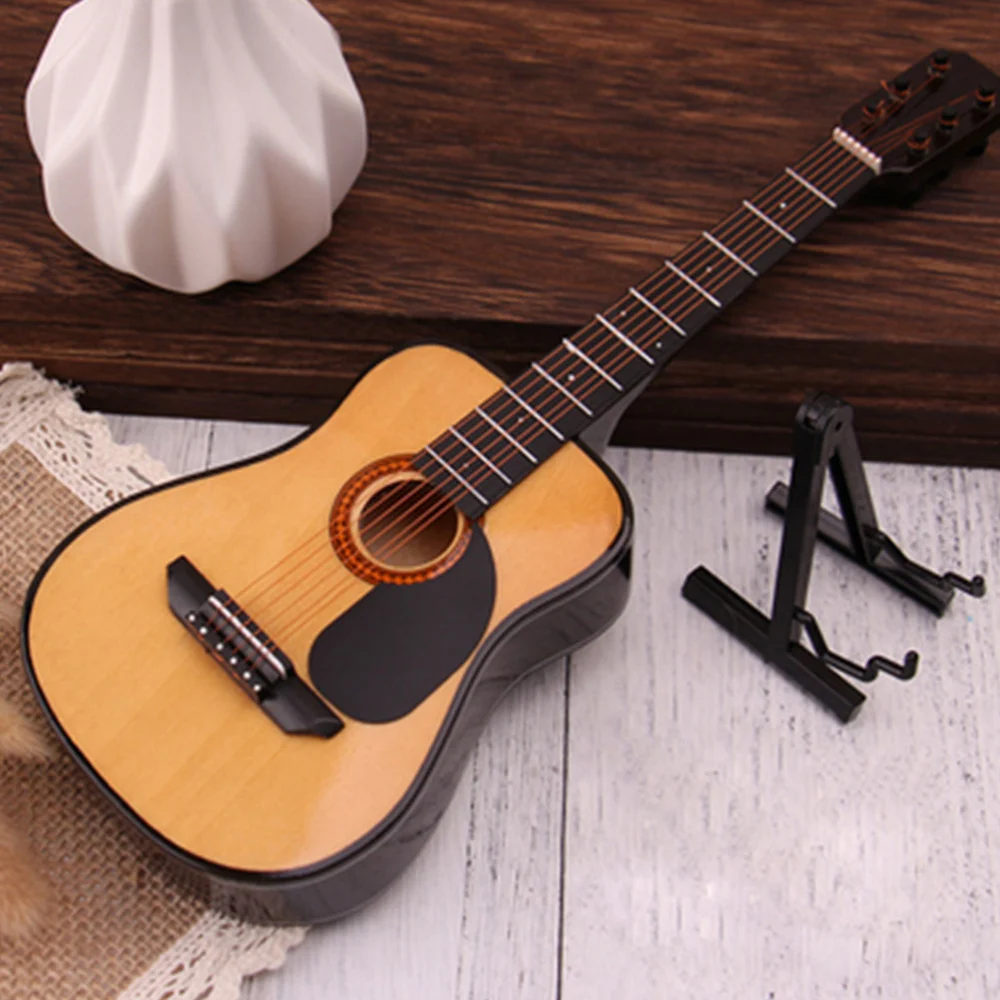 1PC Mini Guitar Decoration Musical Instrument Model Lifelike Guitar Prop Household Decoration Teaching Aid 16cm