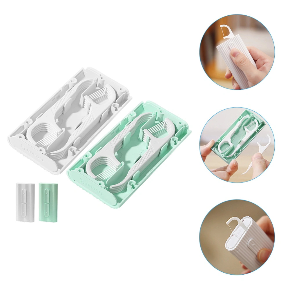 2pcs Dental Floss Oral Cleaning Floss Organizer Portable Floss Pick Box with Floss